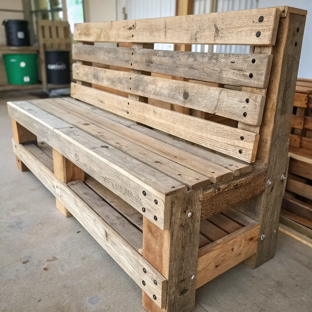 Detailed view of Rustic Pallet Bench